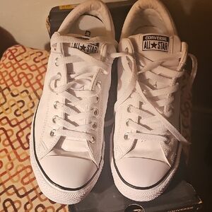 Mens Leather Converse All Star Classic White Lace-Up Sneakers. No Damage
